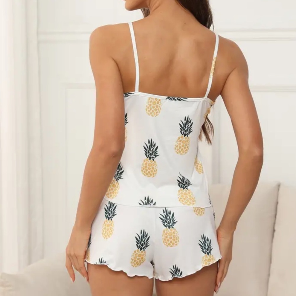 Casual Pineapple Print Pajama Set Size XL - Picture 6 of 11